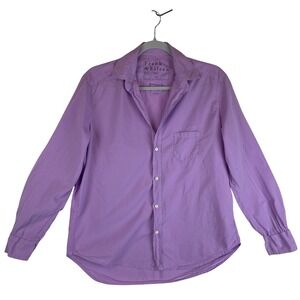 Frank & Eileen Eileen Purple Cotton Button Up Shirt Made in USA Italian Fabric S